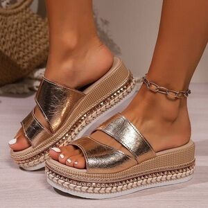 Oasi Gold Soft Orthopedic Platform Sandals